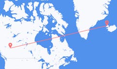 Fly fra byen Grande Prairie til byen Ísafjörður
