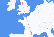 Flyrejser fra Carcassonne, Frankrig til Manchester, England