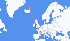 Vluchten van Thorshofn, IJsland naar Perpignan, Frankrijk