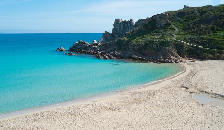 Photo of sandy beautiful beach in Santa Teresa di Gallura, Sardinia, Italy.