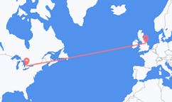 Flyg från Waterloo, Ontario, Kanada till Kirmington, England