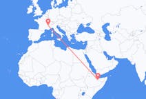 Flyrejser fra Hargeysa, Somalia til Chambery, Frankrig