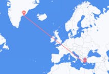 Flights from Santorini, Greece to Kulusuk, Greenland