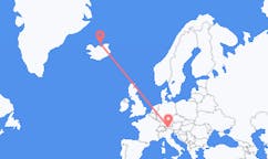 アイスランドのグリムジーから、オーストリアのインスブルックまでのフライト