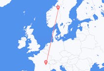 Flights from Røros, Norway to Lyon, France