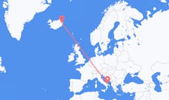 航班从意大利巴里市到埃伊尔斯塔济市，冰岛塞尔