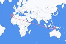 Vluchten van Darwin, Australië naar Lanzarote, Spanje