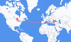 Flyreiser fra Milwaukee, USA til Gazipaşa, Tyrkia