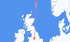 Flyreiser fra Birmingham, England til Lerwick, Skottland