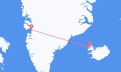 Vluchten van de stad Ilulissat naar de stad Ísafjörður