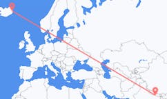 航班从尼泊尔西马拉 (巴拉)市到埃伊尔斯塔济市，冰岛塞尔