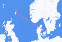 Fly fra Shetland Islands til København