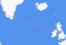 Flyrejser fra Manchester, England til Paamiut, Grønland