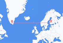 Vluchten van Tampere, Finland naar Narsarsuaq, Groenland