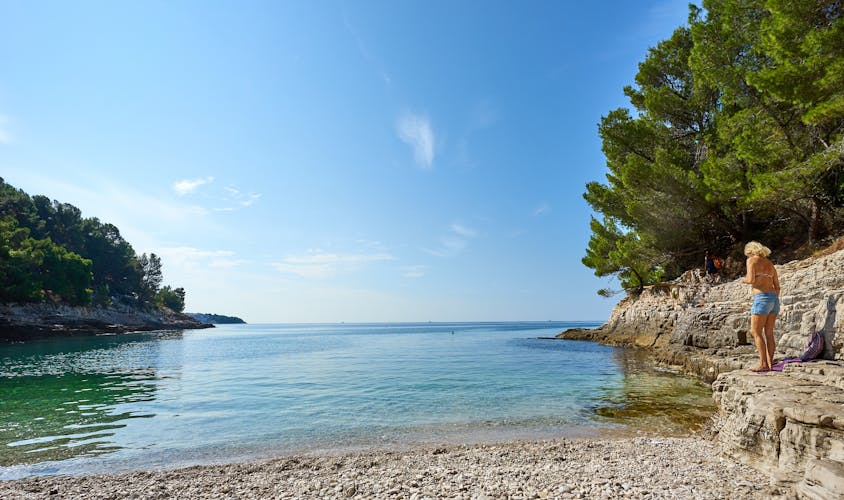 Photo of famous "Gortans Cova Beach" next to Pula, Istria ,Croatia.