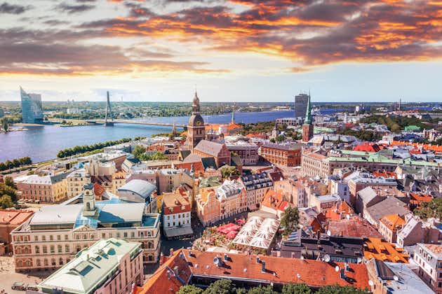 Photo of Panorama view from Riga cathedral on old town of Riga, Latvia.