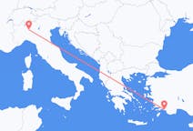 Flyg från Dalaman, Turkiet till Milano, Italien