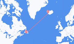 Flyreiser fra byen Saint-Pierre, Saint-Pierre-et-Miquelon til byen Reykjavik, Island