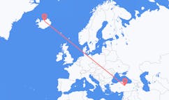 Flights from the city of Sivas, Turkey to the city of Akureyri, Iceland