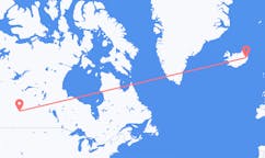Flyreiser fra byen Edmonton, Canada til byen Egilsstaðir, Island