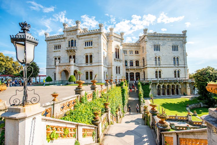 Miramare castle with gardens on the gulf of Trieste on northeastern Italy.