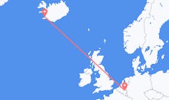 航班从比利时列日市到雷克雅维克市，冰岛塞尔