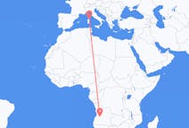 Flyg från Huambo, Angola till Olbia, Italien