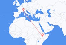 Flyreiser fra Goba, Etiopia til Cuneo, Italia