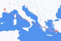 Vluchten van Nîmes, Frankrijk naar Rhodos, Griekenland