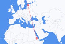 Flyg från Lalibela, Etiopien till Riga, Lettland