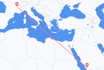 Flyrejser fra Abha, Saudi-Arabien til Lyon, Frankrig