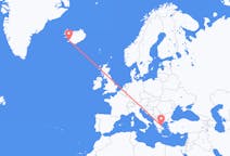 Vluchten van Volos, Griekenland naar Reykjavík, IJsland