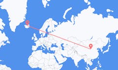 航班从中国银川市市到阿克雷里市，冰岛塞尔