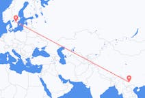 Flyg från Kunming, Kina till Linköping, Sverige