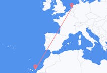 オランダのアムステルダムから、スペインのアジュイまでのフライト