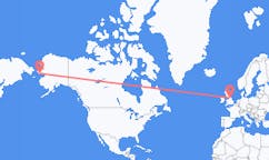 Flyg från Nome, USA till Leeds, England
