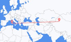 Flyreiser fra Korla, Kina til Cagliari, Italia