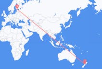 Vluchten van Nelson, Nieuw-Zeeland naar Helsinki, Finland