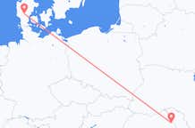Vluchten van Billund, Denemarken naar Iași, Roemenië