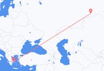 Fly fra Athen til Kurgan, Kurgan Oblast