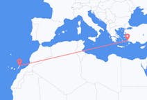 出发地 西班牙出发地 兰萨罗特岛目的地 土耳其哈利卡那索斯的航班