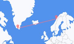 グリーンランドのナルサクから、ノルウェーのボードーまでのフライト