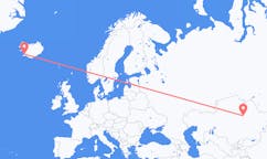 航班从哈萨克斯坦卡拉干达市到雷克雅维克市，冰岛塞尔