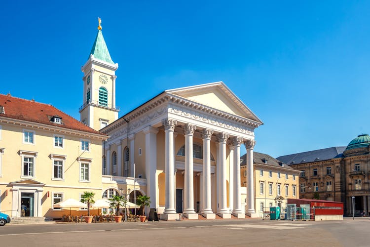 Photo of church in Karlsruhe, Market Square, in Germany.