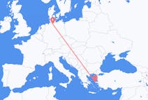 ドイツ、 ハンブルクから、ドイツ、ヒオス島へ行きのフライト