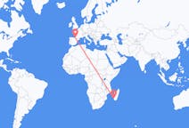 Flyrejser fra Toliara, Madagaskar til San Sebastian, Spanien