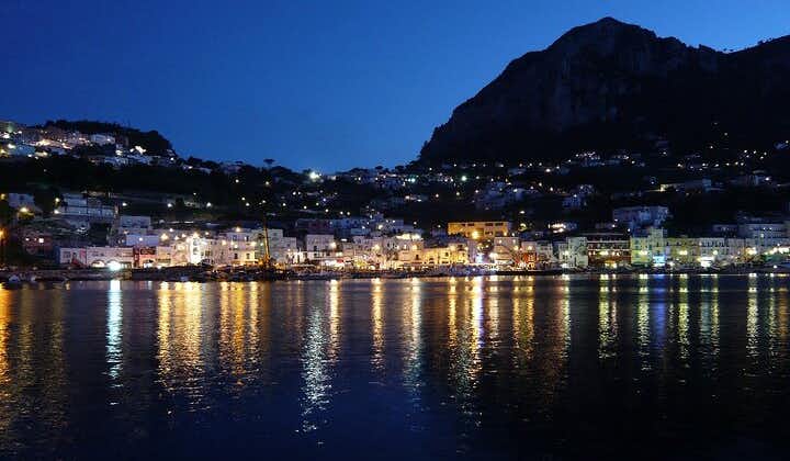 Evening on a private boat from Positano to Capri with a stop in Li Galli