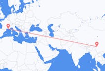 Flyrejser fra Diqing Tibetansk Autonome Præfektur, Kina til Marseille, Frankrig
