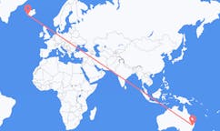 航班从澳大利亚阿米代尔市到雷克雅维克市，冰岛塞尔