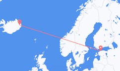 航班从爱沙尼亚塔林市到埃伊尔斯塔济市，冰岛塞尔